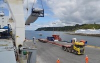 Impresionante operativo de desembarco de mega estructuras realizó en Puerto Chincui de Oxxean.