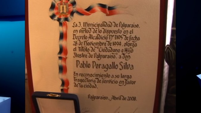 Pablo Jesús Peragallo Silva Ciudadano e Hijo Ilustre de Valparaíso.