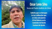 Vocero del pueblo Huilliche, César Levin, solicita derogar la Ley Lafkenche.
