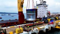 Espectacular descarga de 365 toneladas de equipos sobredimensionados en muelle Asimar de Quintero.