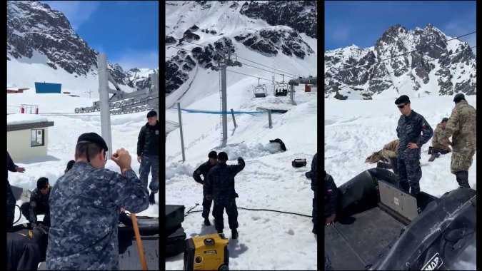 Armada de Chile despliega sus capacidades para reforzar búsqueda ante avalancha en Portillo.